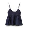 Camisola feminina de costura interna de mola Camisola feminina azul escuro com decote em V americano com costura Colete de malha de rua