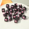 Contas Quadradas com Bolinhas de Morango Acrílico Furo Reto Contas Soltas Estampadas Acessórios para Pendurar Corrente de Celular Bolsa DIY Feito à Mão