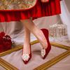 Saltos Finos Pontudos Camurça Vermelho Saltos Altos Vestido Festivo para Banquete de Casamento Sapatos de Casamento Sapatos de Madrinha Sapatos de Casamento