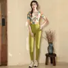 Conjunto de Yoga de Manga Corta para Mujer Secado Rápido Anti-Sudoración Entrenamiento Fitness