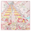 Pañuelo de Seda Estampado de Barco 'Cabalgando las Olas' 90X90Cm Moda Femenina Elegante Decorativo Versátil Chal Pañuelo de Seda Genuina