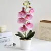 Flores Artificiales con 6 Flores y 3 Frutas, Bonsái de Orquídea Phalaenopsis de Tacto Real, Decoración de Flor Falsa Creativa de Moda, Venta al por Mayor de Plantas Verdes Artificiales