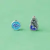 Plata Pura S999 Nuevo Estilo Chino Patrón de Nube Azul Quemado Cuentas Espaciadoras Accesorios de Calabaza Cuerda Trenzada Hecha a Mano para DIY Cuerda de Collar Pulsera Joyería de Plata