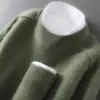 Suéter 100% Lana Pura para Hombre Cuello Alto Medio Engrosado Color Sólido Suéter Casual de Negocios Holgado Camiseta de Punto Base Superior