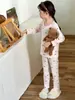 Conjunto de Calzoncillos Largos de Lycra para Niños Otoño, Confección sin Costuras, Ropa de Casa Capa Base Clase A para Bebé, Conjunto de Pijama Floral para Niños y Niñas