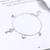Pulsera de plata 925 con diamantes completos y circonita en forma de llave, joyería de nicho de lujo ligero para mujer, pulsera de corazón de moda transfronteriza de alta gama