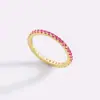 Anillo de Diamantes Personalizado de Colores Transfronterizo Europeo y Americano Lleno de Diamantes Anillo Apilable Anillo de Zirconia Piedra de Nacimiento Anillo de Nicho para Mujeres