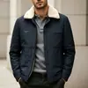 Invierno 2025 Transfronterizo Amazon Cuello de Piel Sintética 3D Moda Chaqueta de Algodón para Hombre Color Sólido Engrosada Cálida
