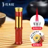 Nuevo Encendedor Inflable Rojo Llama Recto Forma de Bambú con Cuerpo de Metal, Encendedor de Cigarrillos Compacto y Portátil Giratorio de Descompresión
