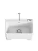 Fregadero Mopero Pequeño para Balcón de Casa, Lavabo para Piso de Baño, Fregadero Mopero Cerámico Alto de Pie, Tamaño Grande