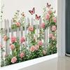 Pegatina de Pared Rosa con Flores Transfronteriza Decoración de Entrada de Sala de Estar Papel Tapiz de PVC Dormitorio Autoadhesiva Decoración del Hogar Pegatina de Pared