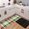 Tapetes de chão com tema de Natal transfronteiriços, tapetes de chão xadrez, tapetes de chão de cozinha, tapetes de chão resistentes a manchas, resistentes a óleo e absorventes, um conjunto de dois, com base antiderrapante