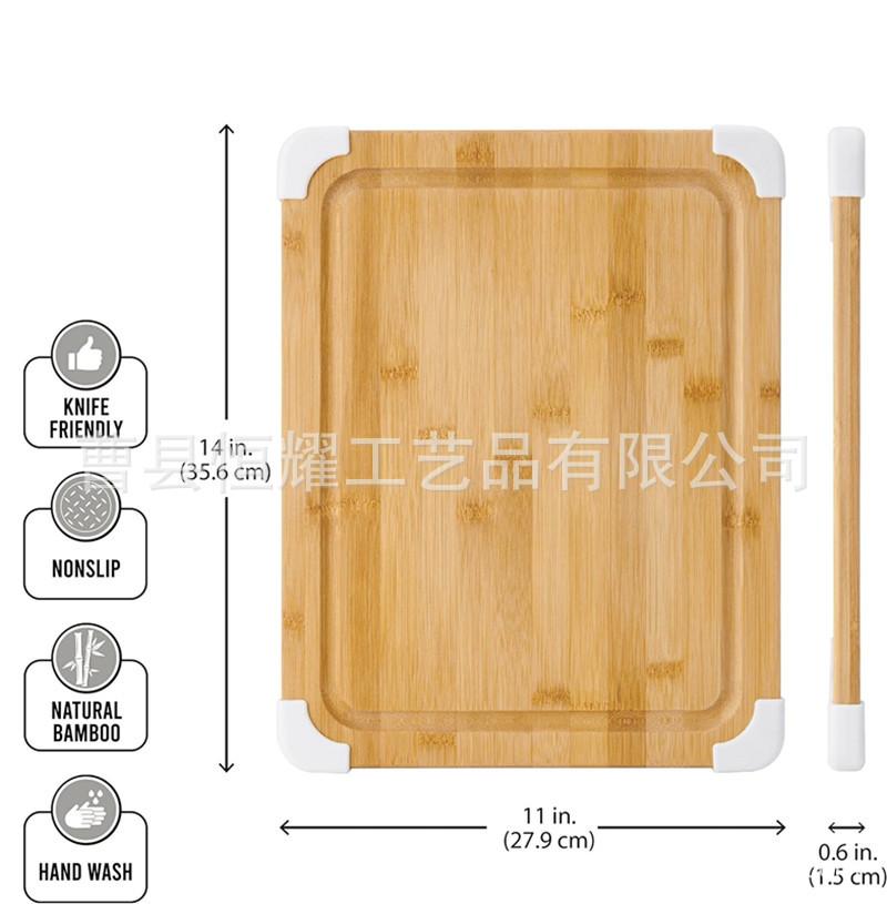 跨境竹制砧板防滑竹切菜板实木牛排面包板带果汁槽案板 BSCI