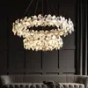 Lámpara de araña de cristal de lujo ligero para restaurante, 6 luces principales nuevas de alta gama para mesa de comedor de villa, lámpara colgante lineal para barra de bar simple