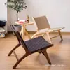 Silla de montar nórdica madera maciza retro sofá individual casa de huéspedes japonesa hotel silla de ocio silla con respaldo tejido de cuerda silla de ratán