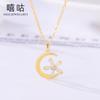 Collar de plata de ley 925 con forma de flor de luna y dulce temperamento para mujer, estilo D0209
