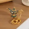 Llavero Lámpara de Aladino Colgante Retro de Metal Esmaltado Lámpara de los Deseos Árabe Llavero de Regalo para Comercio Exterior