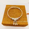 Versión Coreana Nuevo Pulsera de Malla con Campana de Atrapasueños Chapada en Plata Pulsera de Empuje y Tirón Estilo Minimalista 520 Regalo Pulsera Elegante Venta al por Mayor