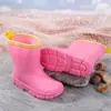 Botas de Lluvia para Niños y Niñas, Estudiantes de Primaria, Antideslizantes, Impermeables, Forradas de Felpa, Zapatos de Goma Cálidos, Botines Cortos para Niños Mayores en Días Lluviosos
