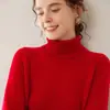 Suéter de cachemira Bai Cai Rong 2026 para mujer con mangas raglán, diseño de cuello alto y un ajuste holgado, suave y cómodo