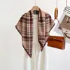 Lenço Feminino 2026 Primavera Novo Estilo Coreano Bloco de Cores Retrô Grafite 90 Lenço Grande Versátil Lenço de Pescoço Lenço de Seda Xale Algodão Linho