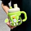 Termo para niños de acero inoxidable 316 de dibujos animados de alto valor de color, termo portátil con asa de taza de vientre de gran capacidad para doble bebida