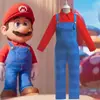 Conjunto de dos piezas de cosplay de Mario de la película New Super Horsepower europea y americana para fiesta de niños