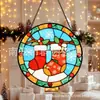 Calcetines de Navidad coloridos transfronterizos, adornos de vidrio, decoración del hogar, decoraciones para ventanas, atrapasoles para jardín