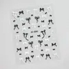 Pegatinas para uñas con lunares, moños, cintas de ballet dulces y geniales en blanco y negro, accesorios de pegatinas para uñas con forma de mariposa y corazón
