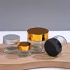 Frasco Fosco, Frasco para Creme com Tampa Dourada, Frasco de Embalagem para Creme Facial, Frasco Dosador Cosmético, Frasco de Vidro para Creme para Olhos 5-100g