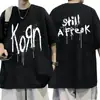 Camiseta de Verão Masculina Moda Top Camiseta Masculina Casual Manga Curta Roupa Música Korn Roupas de Rua Música Rock