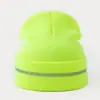 Gorro de Punto Cálido con Borde Enrollado para Otoño e Invierno Transfronterizo, Gorro Frío Reflectante para Ciclismo al Aire Libre, Suéter de Lana Frío