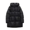 Jaqueta Puff 2026 Inverno Nova Algodão com Capuz Comprimento Médio Pessoa Baixa Acolchoada Casaco de Algodão Roupas de Algodão Roupa Exterior