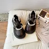Zapatos Mary Jane de Cuero para Niñas 2026 Primavera y Otoño Nuevos Estilo Coreano Zapatos de Princesa para Bebé Mary Janes Planos con Adorno de Encaje
