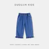 [Mezclilla Suave Resistente a la Abrasión] Ropa Infantil Dudu Jeans para Niña Otoño Nuevo Estilo Pantalones para Niña Pantalones Rectos para Niña Pequeña