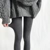 Leggings Grises Vintage de Lunares para Mujer Otoño e Invierno Terciopelo Lunares Puros Pantimedias Ajustadas Blanco Leche Calentadores