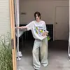 Camiseta de Algodão Puro de Comprimento Médio com Ombro Reto e Manga Curta para Mulheres 2026 Verão Novo Estilo Europeu Grande Caimento Solto Top que Cobre o Quadril m