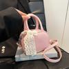 Bolsa feminina estilo coreano, cor sólida, tecido, combinando, pequena, quadrada, casual, fofa, transversal, bolsa de ombro, almofada