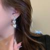 Pendientes de plata S925 con diseño de alta calidad, sencillos, exquisitos, largos, con incrustaciones de diamantes, de Corea del Sur, con luz de amor, de lujo y nicho.