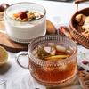 Vaso de Vidrio en Relieve de Girasol Estilo Ins de Aspecto Alto Resistente a Altas Temperaturas Taza para Desayuno Vidrio Transparente para el Hogar con Asa
