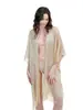 Popular Chal de Hilo Dorado y Plateado Estilo Europeo y Americano para Mujer, Cubierta Fina para Vestido de Noche con Borlas Decorativas, Bufanda de Seda Protectora del Sol
