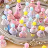 Chapéu Mini com Laço Estilo Coreano Decoração de Bolo Ornamento Pom-Pom Chapéu de Aniversário Decoração de Mesa de Confeitaria