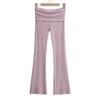 G032-24 novo estilo europeu e americano de primavera, cor sólida, estilo simples, com babados, cintura baixa, elástico, solto, calças casuais
