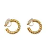 Pendientes Retro Retorcidos sin Perforación Estilo Hong Kong para Mujer Moda Otoño e Invierno Círculo en Forma de C de Gama Alta Pendientes Versátiles