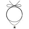 Collar con colgante de estrella de cinco puntas de fritillary de imitación negra con cuerda de terciopelo coreano elegante de joyería transfronteriza europea y americana ajustable para mujer