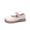 Sapatos de Couro para Meninas Primavera 2025 Estilo Britânico Pérola JK Mary Jane Sapatos de Princesa para Meninas Solado Macio Crianças de Tamanho Médio e Grande Mocassins
