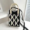 Bolsa de Mano de Punto de Primavera 2025 Bolsa para Teléfono Móvil Amor de Niña Bolsa Cuadrada Pequeña de Punto de Lana Bolso Cruzado Bolso Texturizado