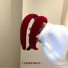 Diadema de esponja de terciopelo rojo vino blanco súper retro, diadema de otoño e invierno, accesorios para el cabello de Año Nuevo de felpa, diadema ancha al por mayor