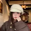 Gorra octogonal de retazos estilo retro para otoño e invierno para mujer, versión coreana, cálida, moderna, versátil y a la moda, tipo boina