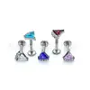 Pendientes Triangulares de Zirconia de Aleación de Titanio F136 Clavos para Labios Rosca Interna G23 Titanio Piercing Joyería para Piercing Clavos para Cabeza Hueso de la Oreja